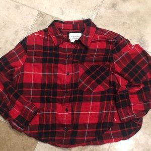Red plaid crop flannel country Forever 21